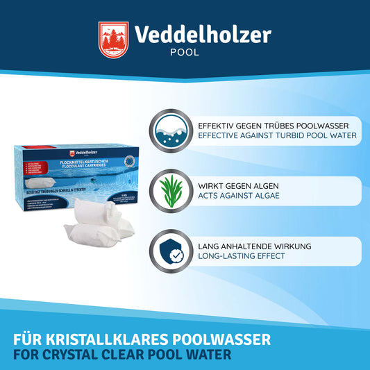 Veddelholzer Flockmittel Kartuschen 1kg – 8 x 125g für Poolwasser