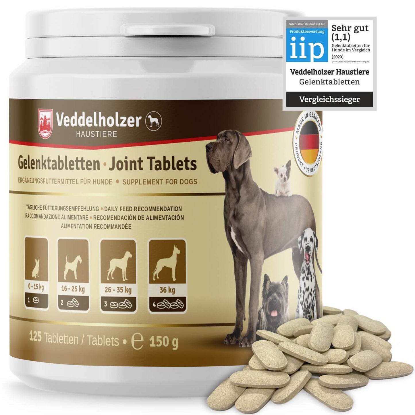 Veddelholzer Hunde Gelenktabletten  Ergänzungsfuttermittel für Hunde