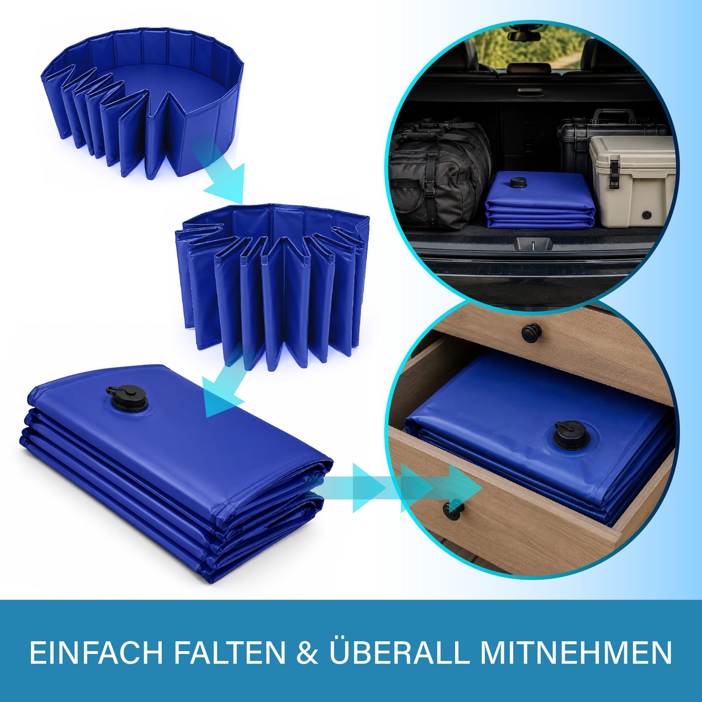 Veddelholzer Hundepool Faltbar – Rutschfester Hunde Swimmingpool für Garten & Balkon ohne Aufpumpen Hundebad