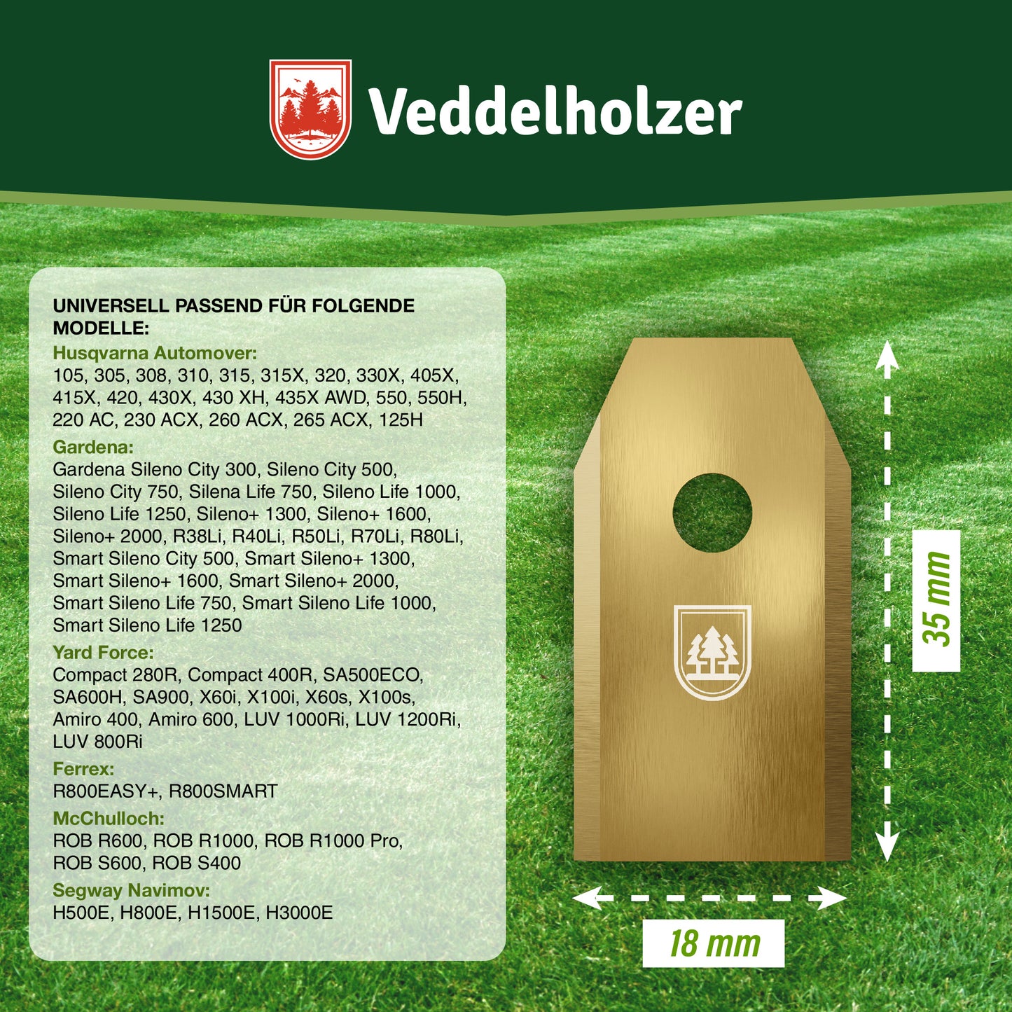 30 robotic lawnmower blades made of stainless steel coated with titanium