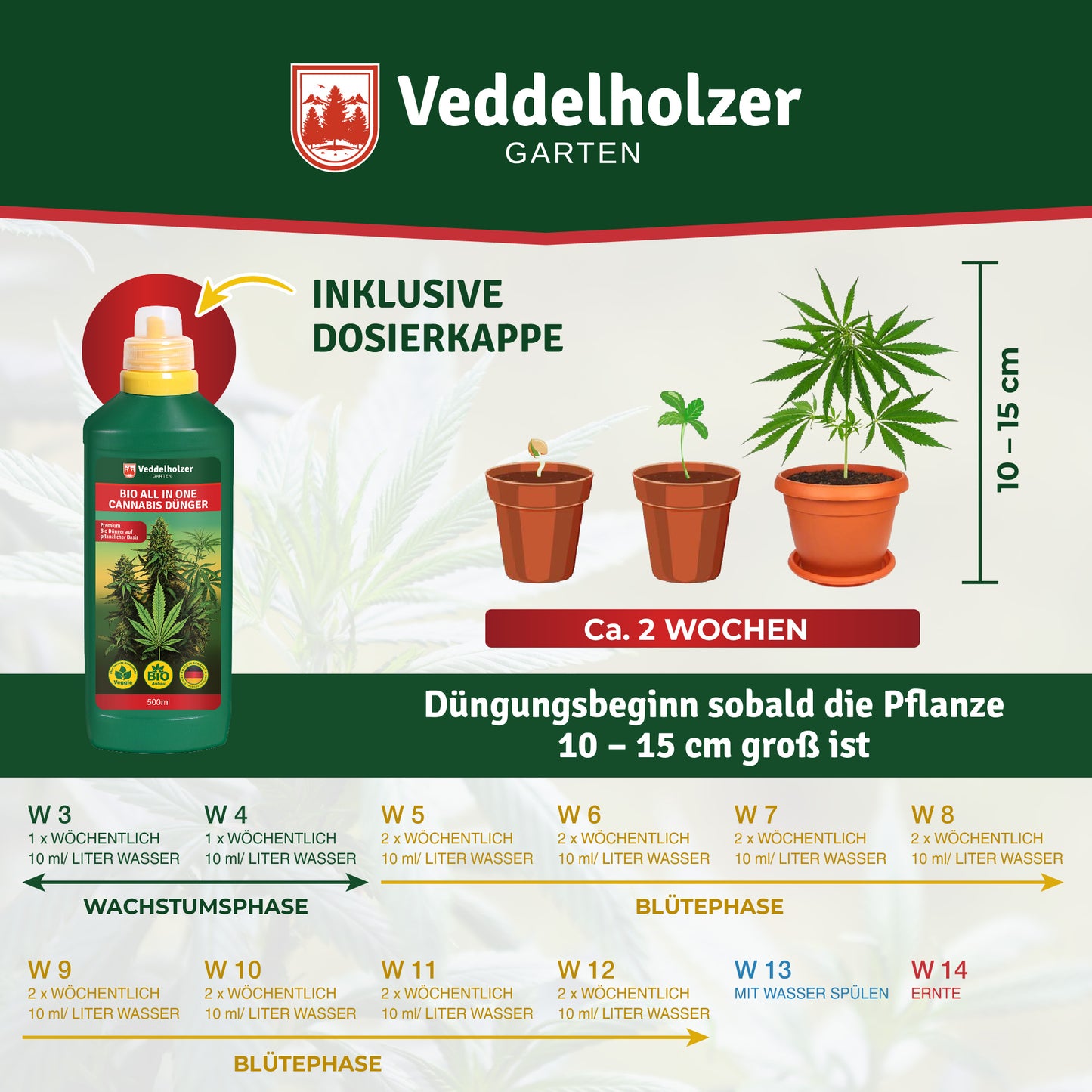 Veddelholzer Cannabis Dünger 500ml – Spezialdünger für Wachstum & Blüte