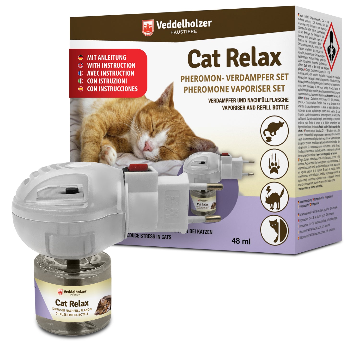Veddelholzer Katzen Pheromon Diffusor Set – Verdampfer + 48ml Nachfüllflakon