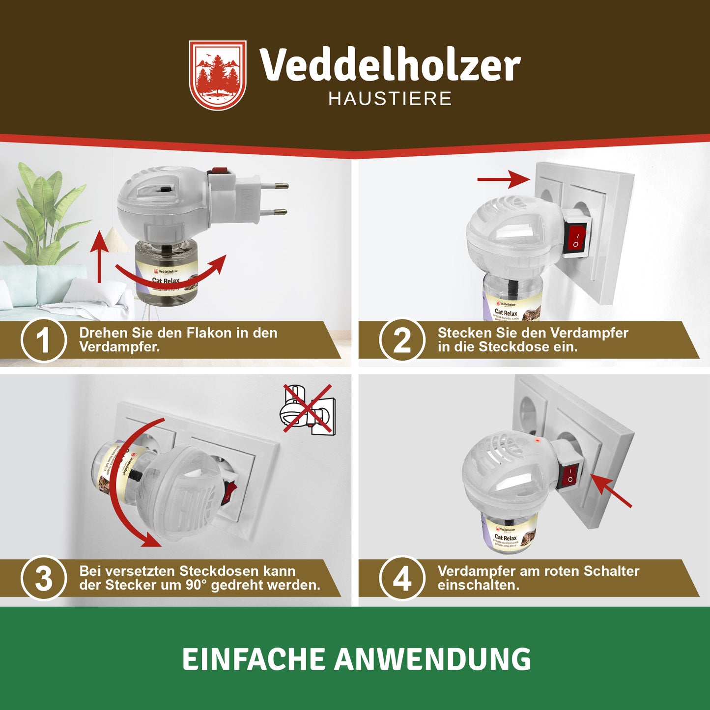 Veddelholzer Katzen Pheromon Diffusor Set – Verdampfer + 48ml Nachfüllflakon