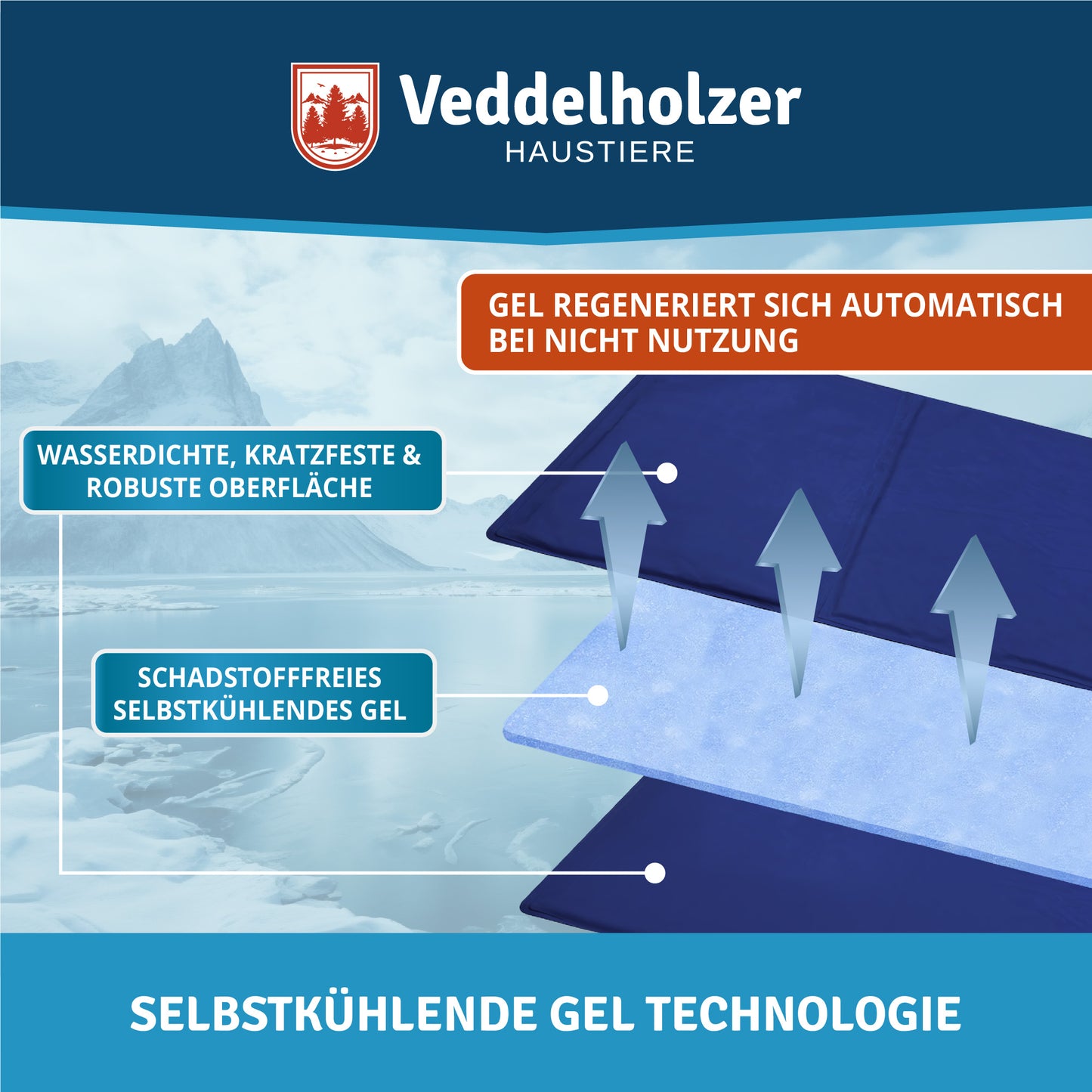 Veddelholzer Kühlmatte für Hunde – Extra Dick & Robust (Größenwahl)