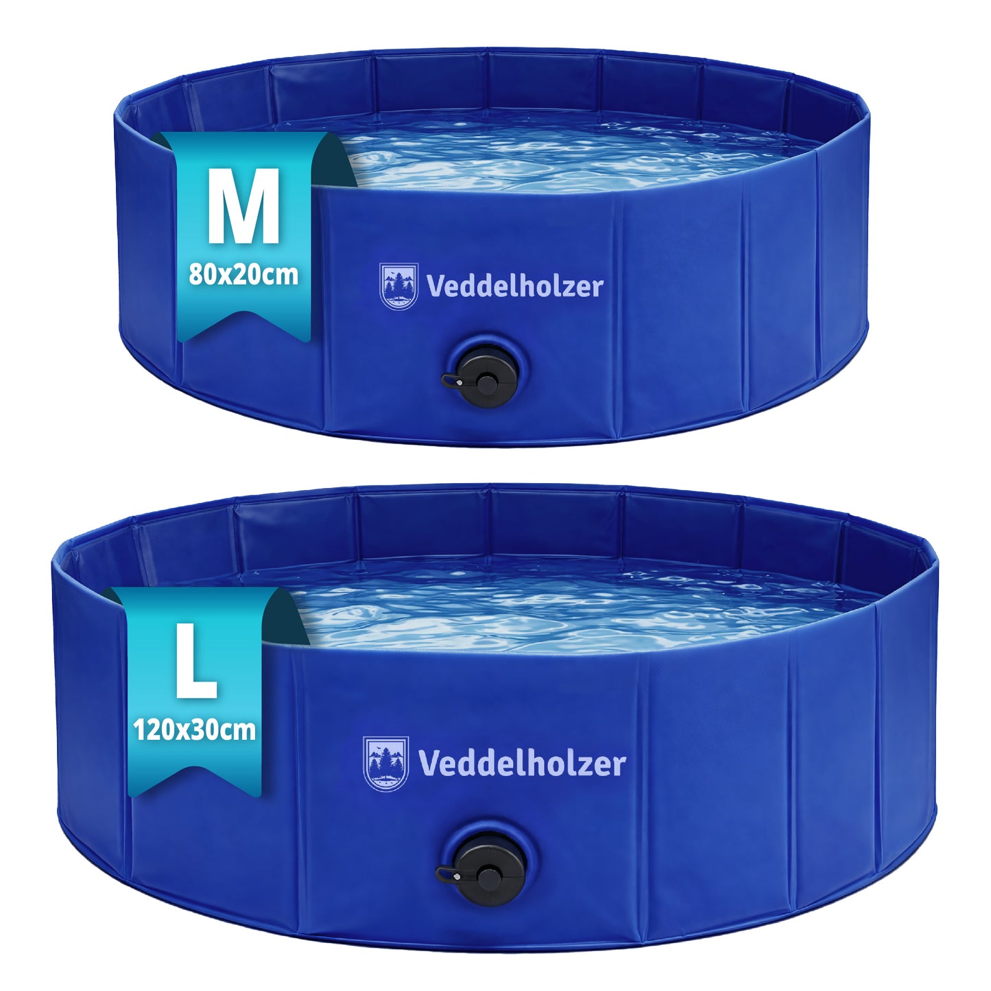 Veddelholzer Hundepool Faltbar – Rutschfester Hunde Swimmingpool für Garten & Balkon ohne Aufpumpen Hundebad