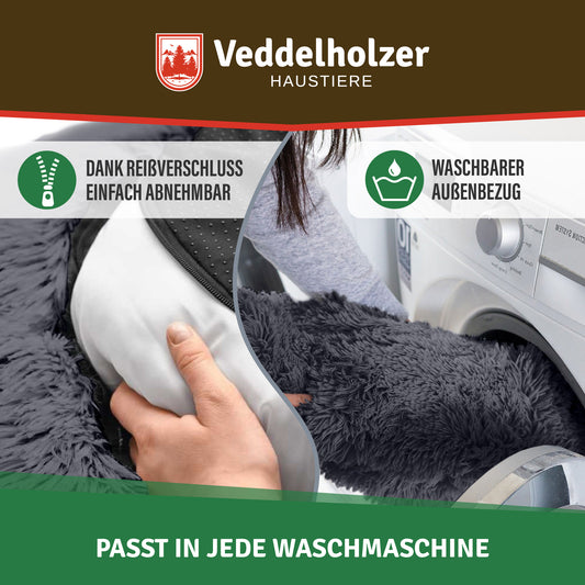 Veddelholzer Hundebett Dunkelgrau – Waschbar (Größenwahl)