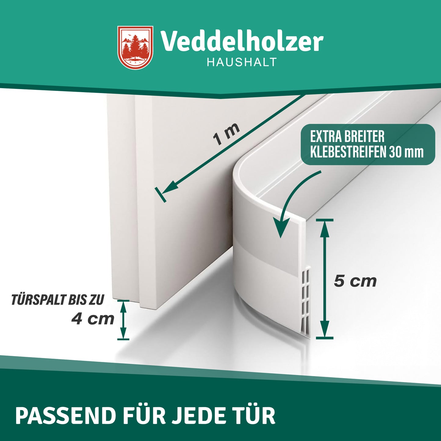 Veddelholzer 2 x 1 m cut-to-size door seal self-adhesive draught excluder