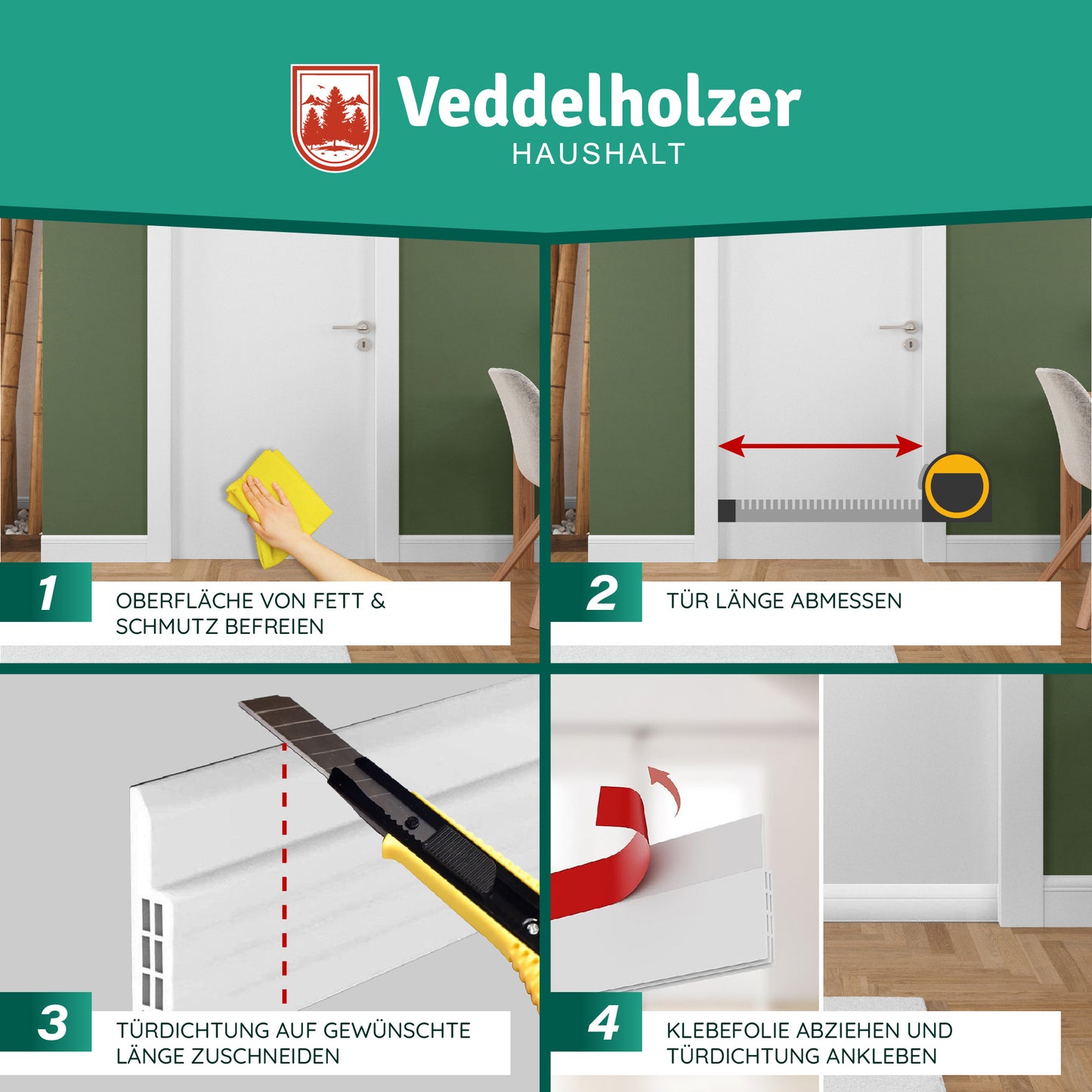 Veddelholzer 2 x 1 m cut-to-size door seal self-adhesive draught excluder