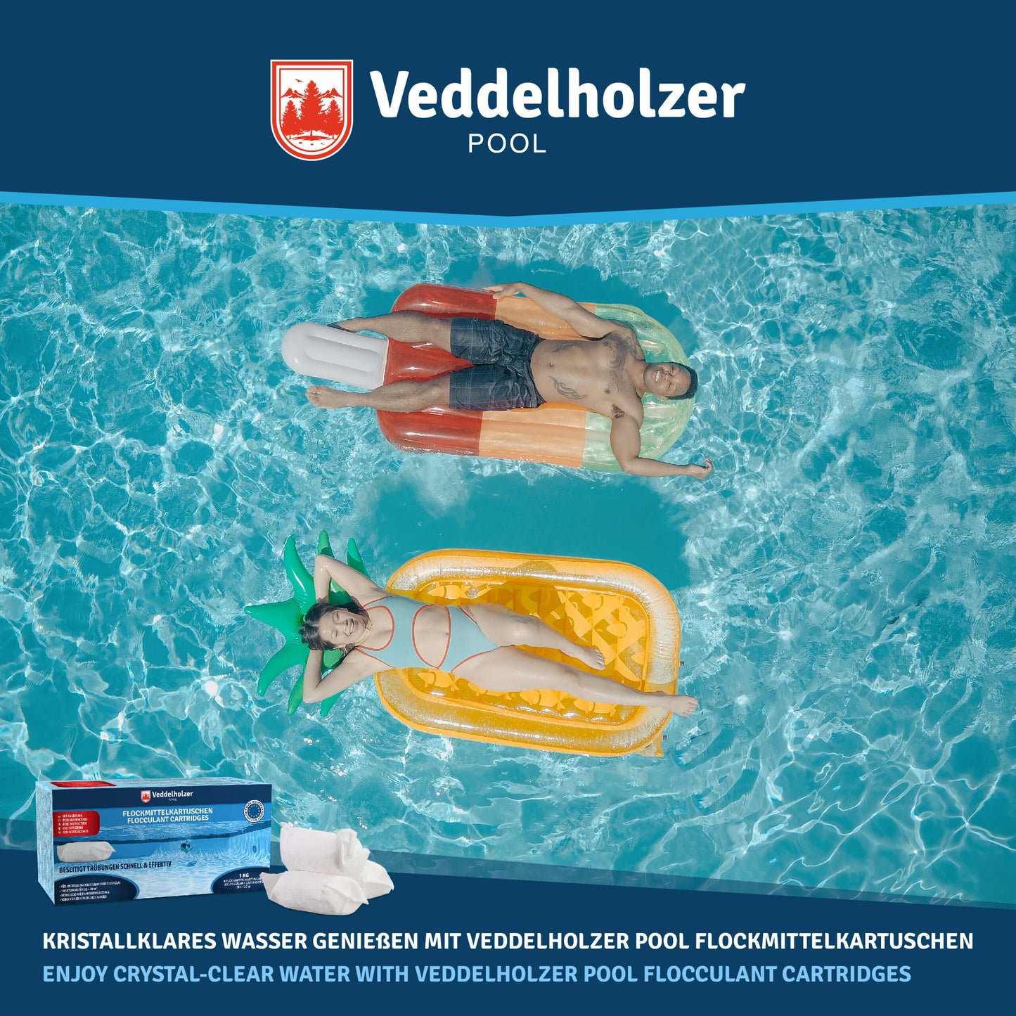 Veddelholzer Flockmittel Kartuschen 1kg – 8 x 125g für Poolwasser