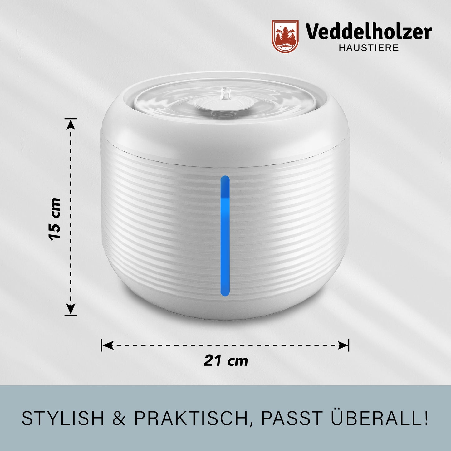Veddelholzer Automatischer Katzenbrunnen 2,5L – LED Anzeige & leise Pumpe