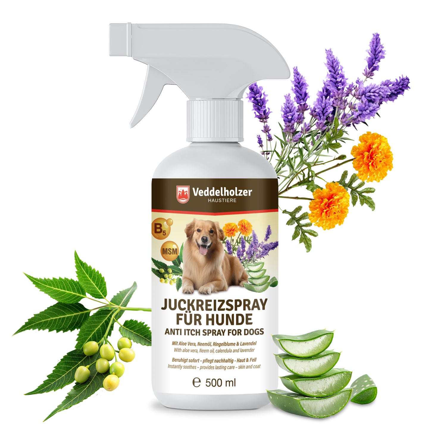 Veddelholzer Juckreizspray Hund 500ml – beruhigendes Pflegespray