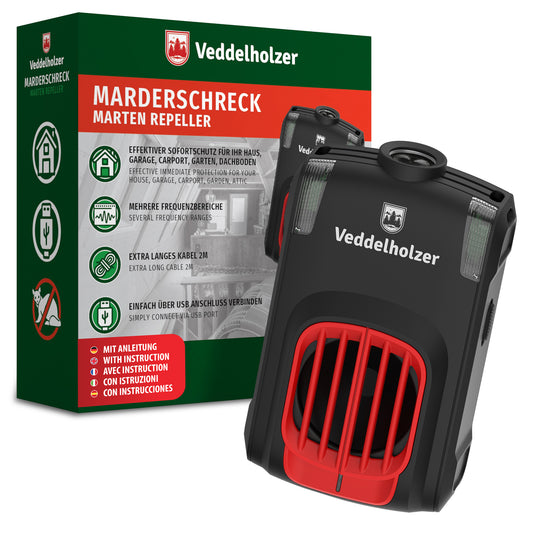 Veddelholzer Marderabwehr Ultraschall Gerät – USB Anschluss mit LED Blitzlicht