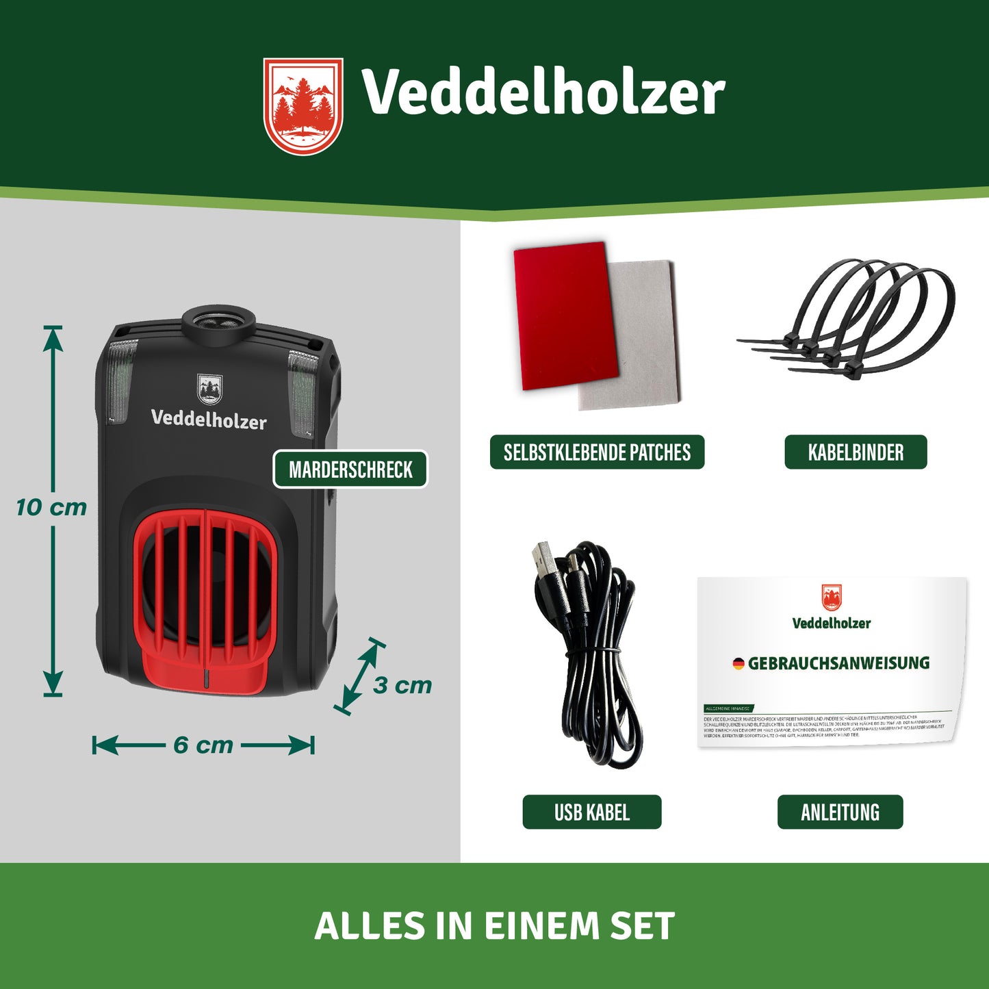 Marten repellent for the home with USB connection ultrasound & LED flashing lights