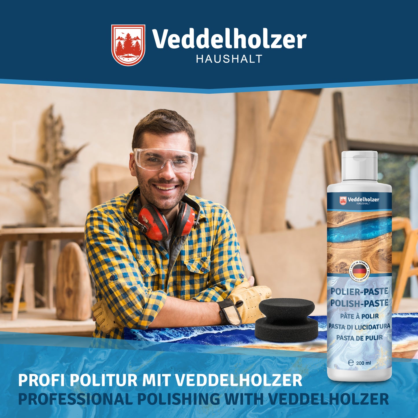Veddelholzer 200 ml professional polishing compound + polishing sponge