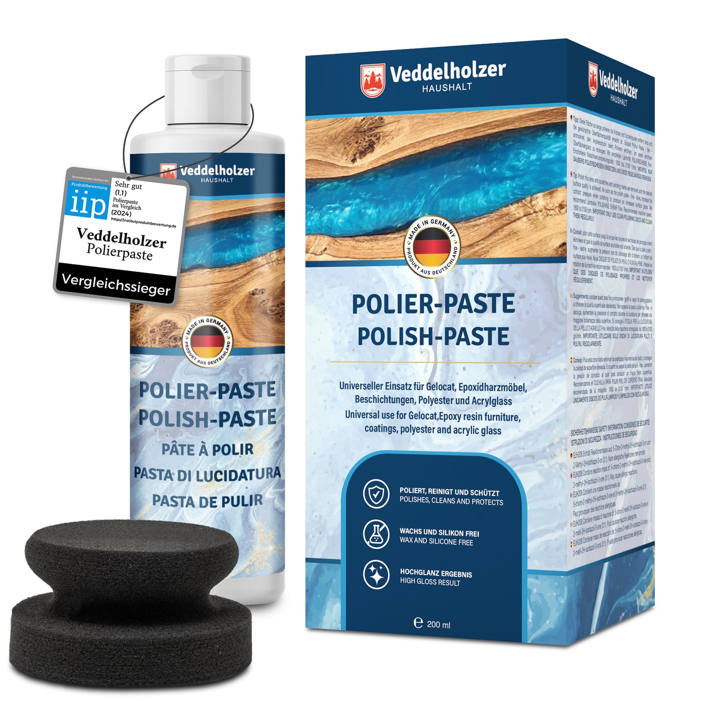 Veddelholzer 200 ml professional polishing compound + polishing sponge