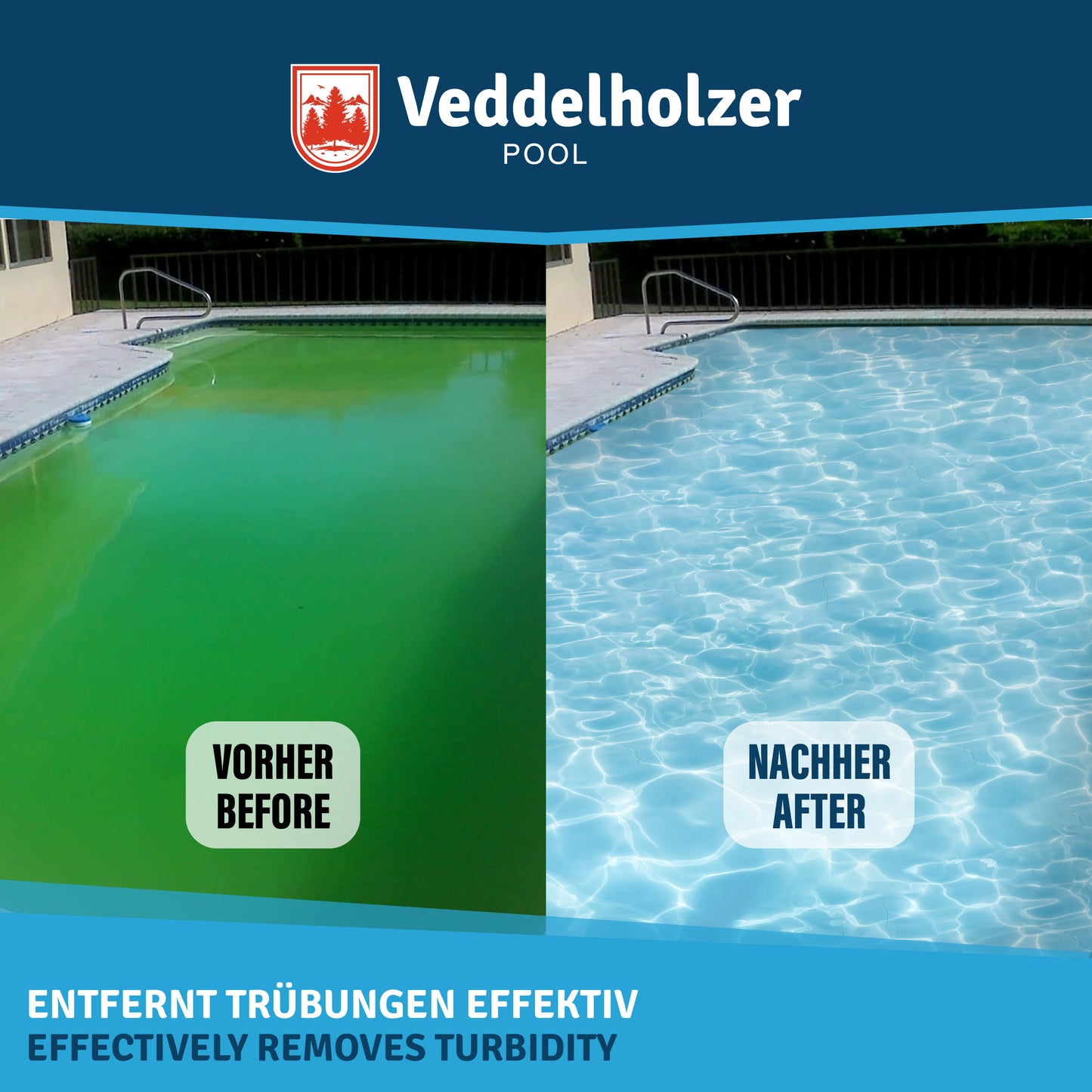 Veddelholzer Poolklar 2x 500ml – Trübungsentferner für klares Poolwasser