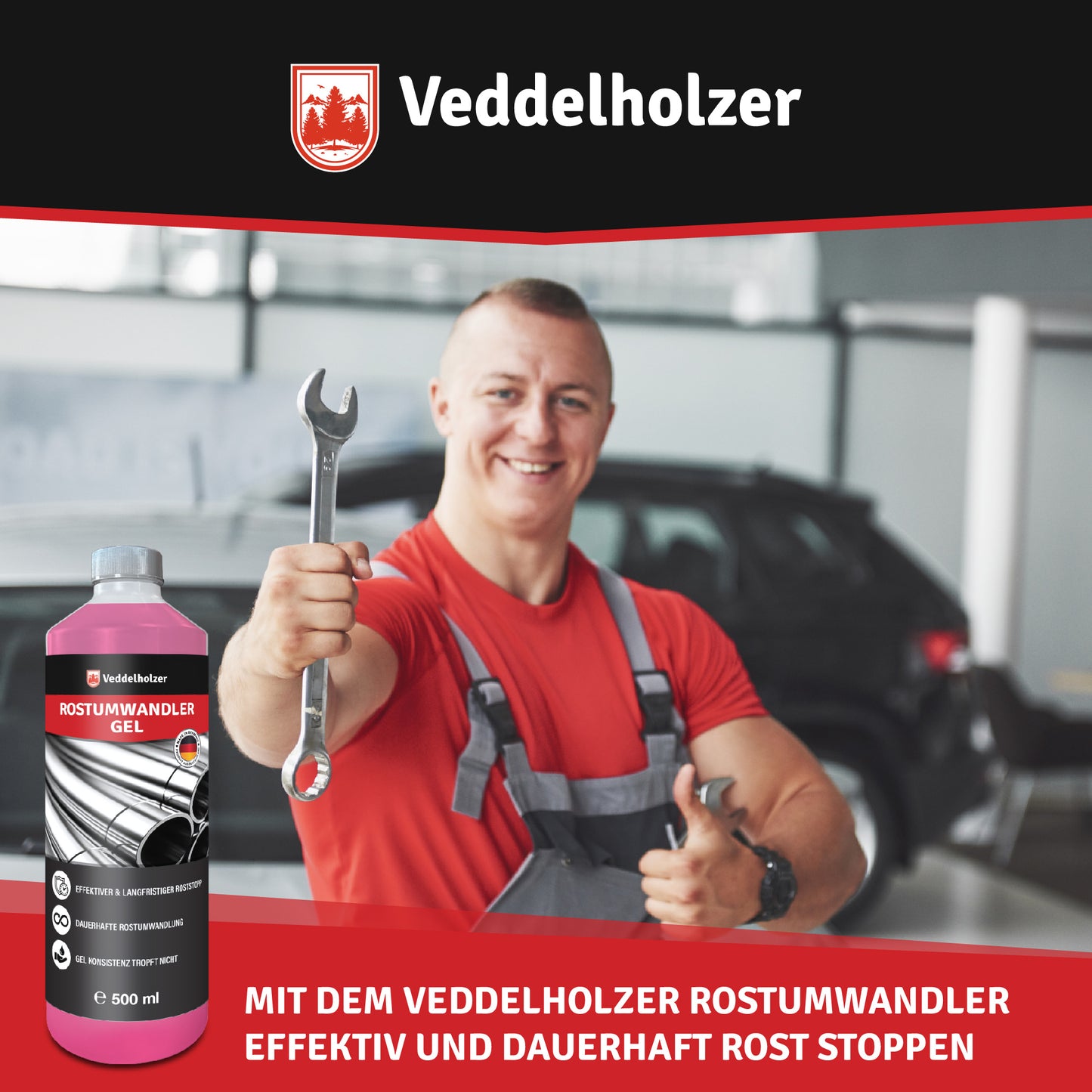 Premium 500 ml rust converter gel set incl. sanding fleece & brush
