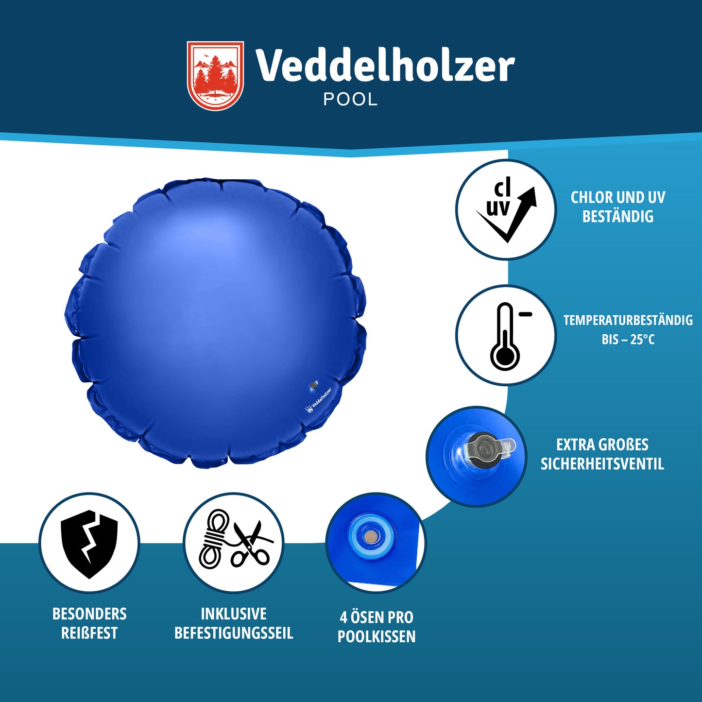 Veddelholzer Poolkissen 4m – Winterkissen für Pools