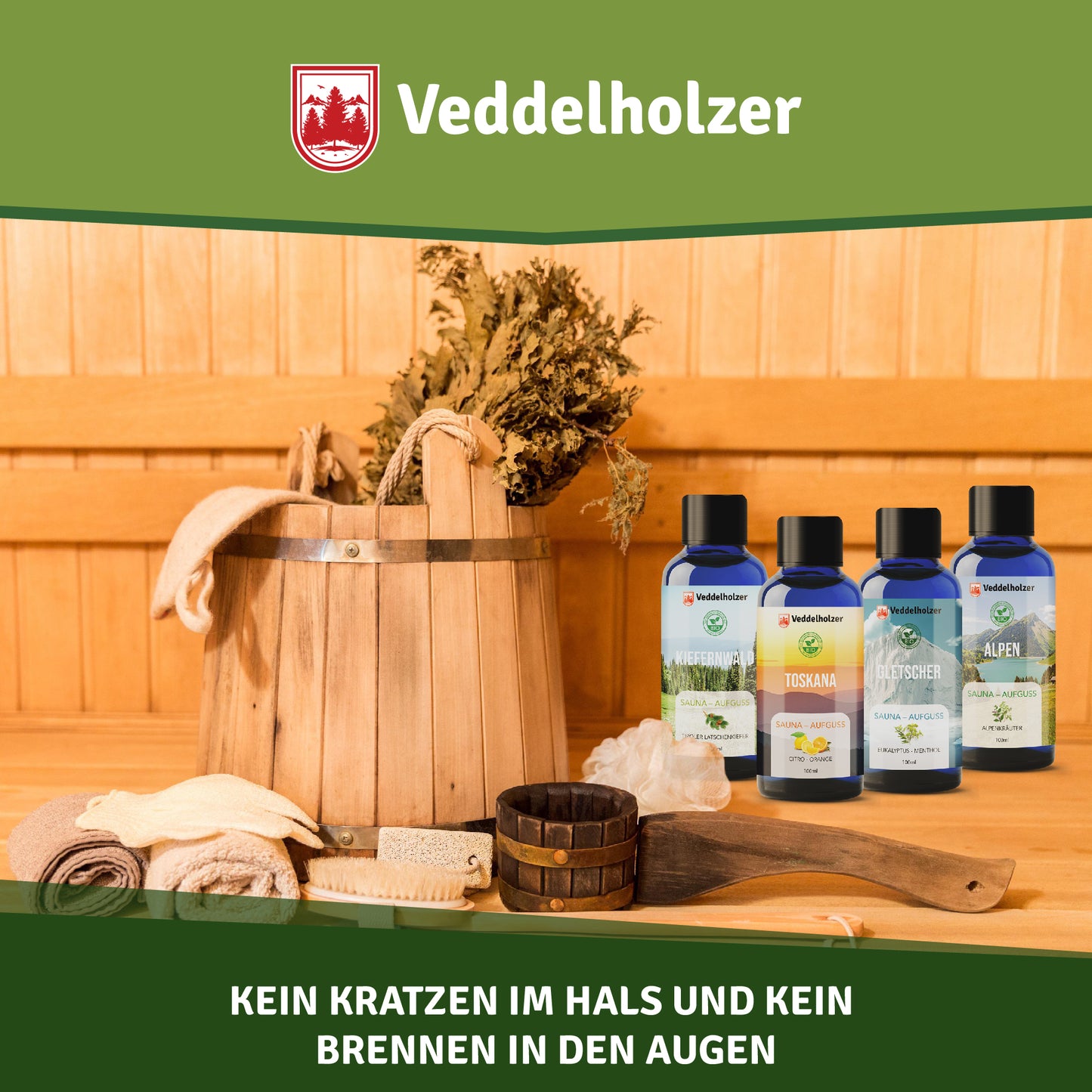 Veddelholzer Saunaaufguss Set – 4 x 100ml Duftkonzentrat