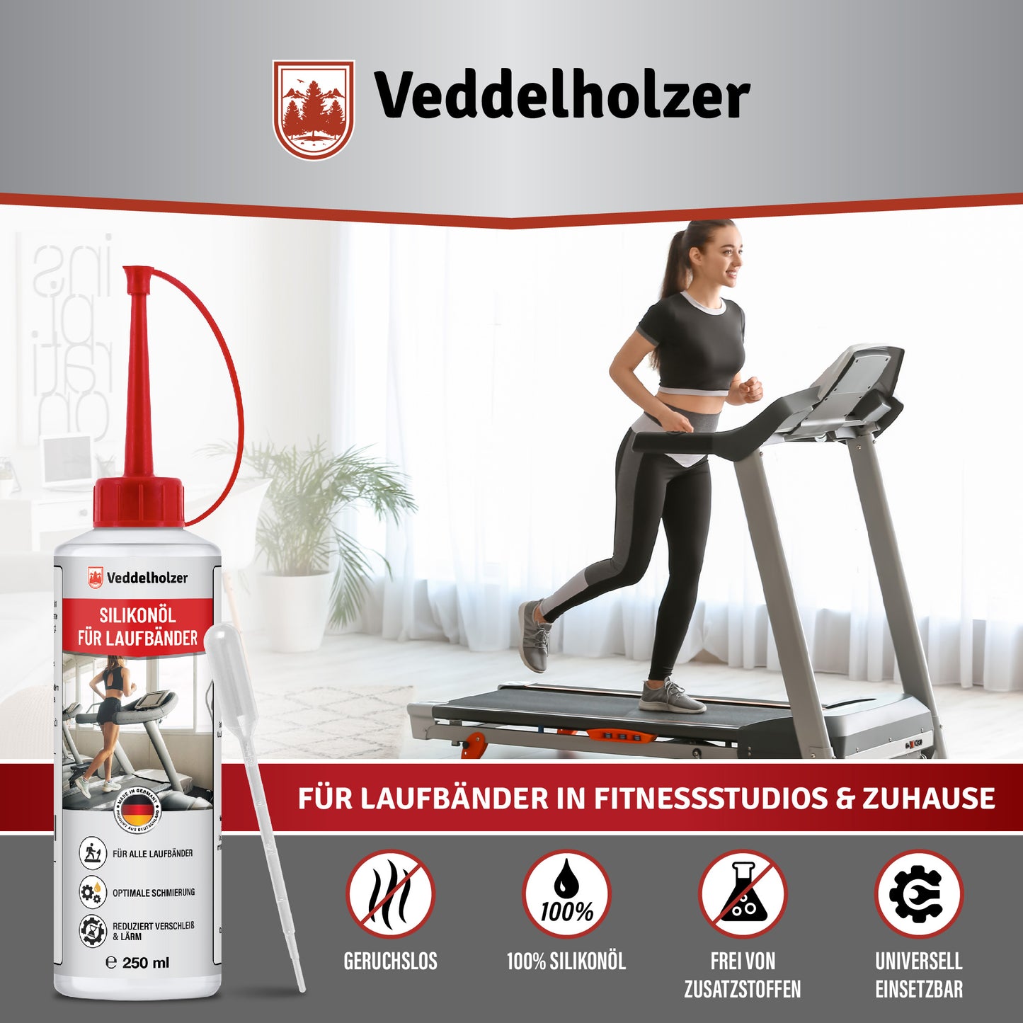 250 ml 100% pure silicone oil treadmill with dosing cap & pipette