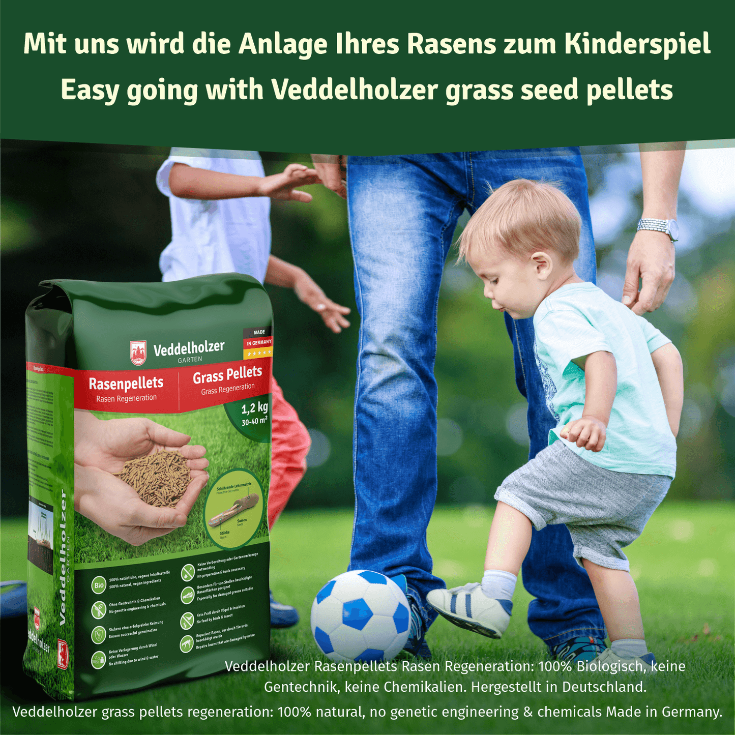 Veddelholzer Rasenpellets Regeneration – Nachsaat & Bodenaktivierung