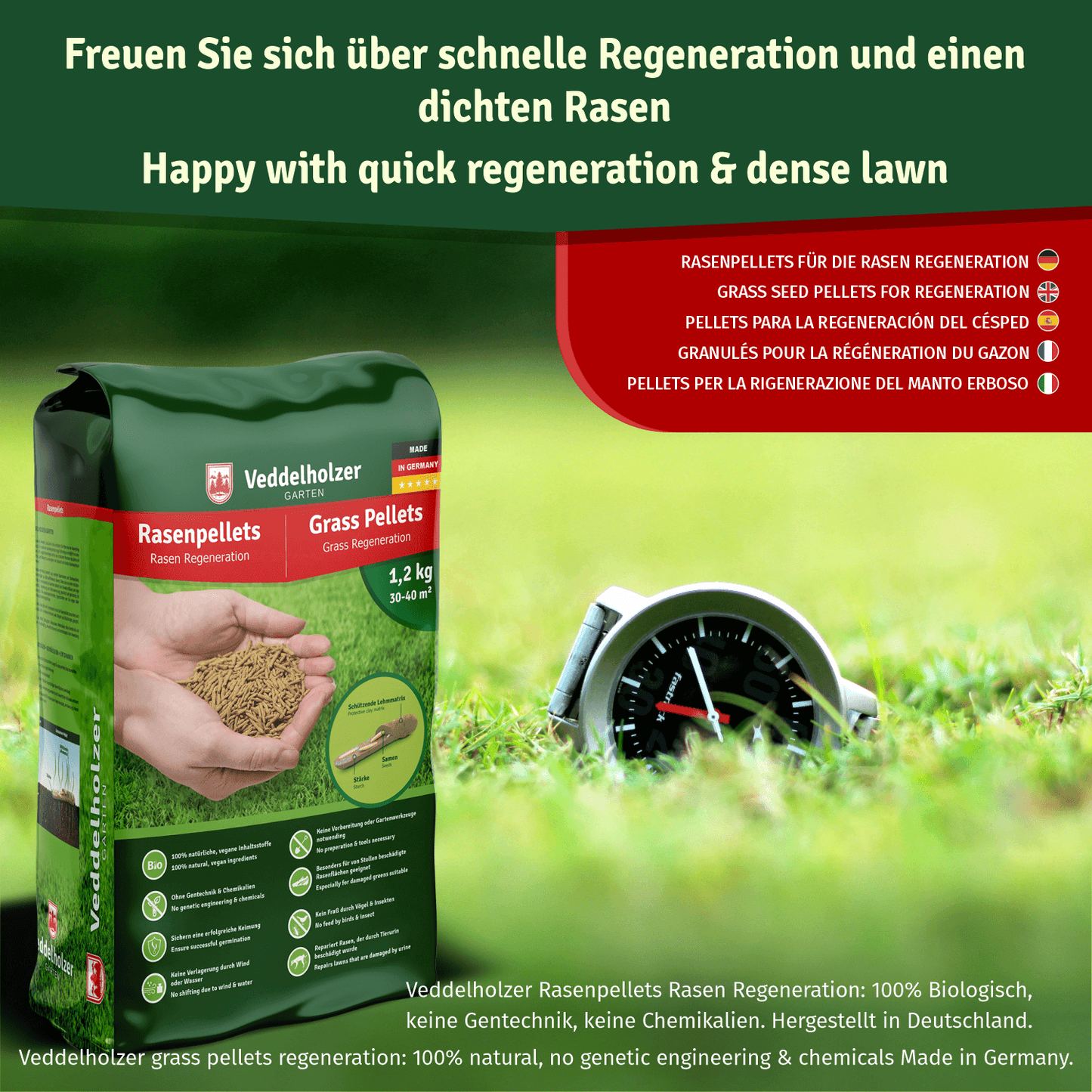 Veddelholzer Rasenpellets Regeneration – Nachsaat & Bodenaktivierung