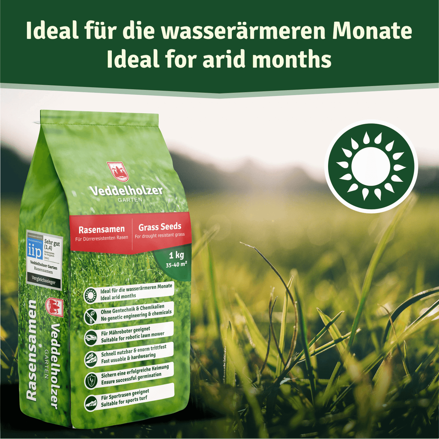 Veddelholzer Premium Rasensamen – dichte Rasenmischung für sattgrünen Rasen