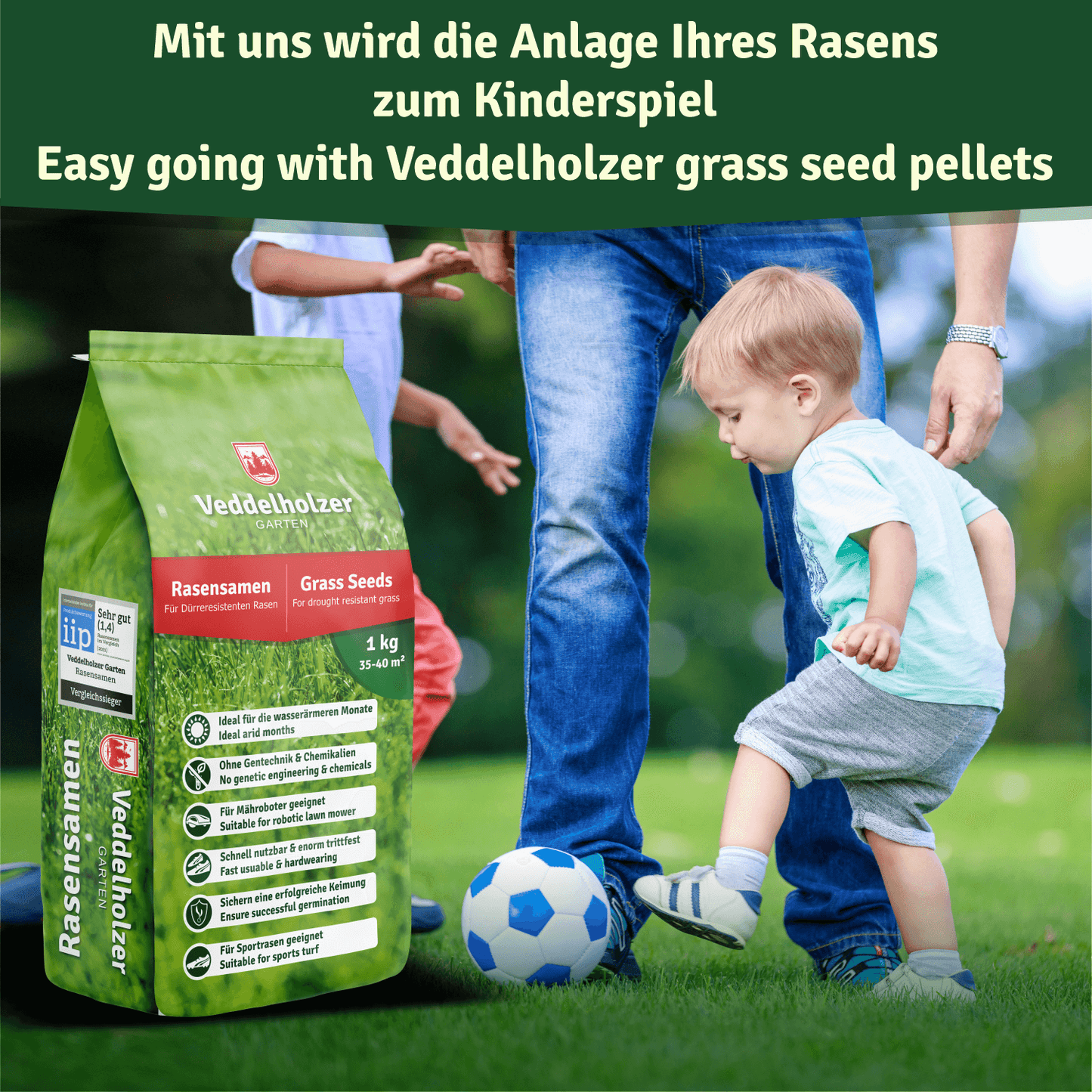 Veddelholzer Premium Rasensamen – dichte Rasenmischung für sattgrünen Rasen