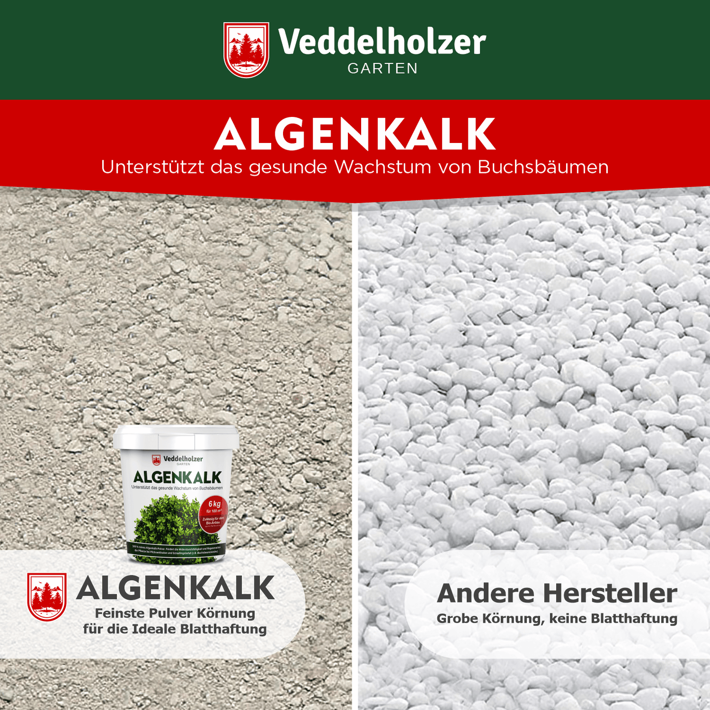 Veddelholzer Bio Algenkalk 6kg – 100% Meeresalgen Pulver (Testsieger 09/2020)