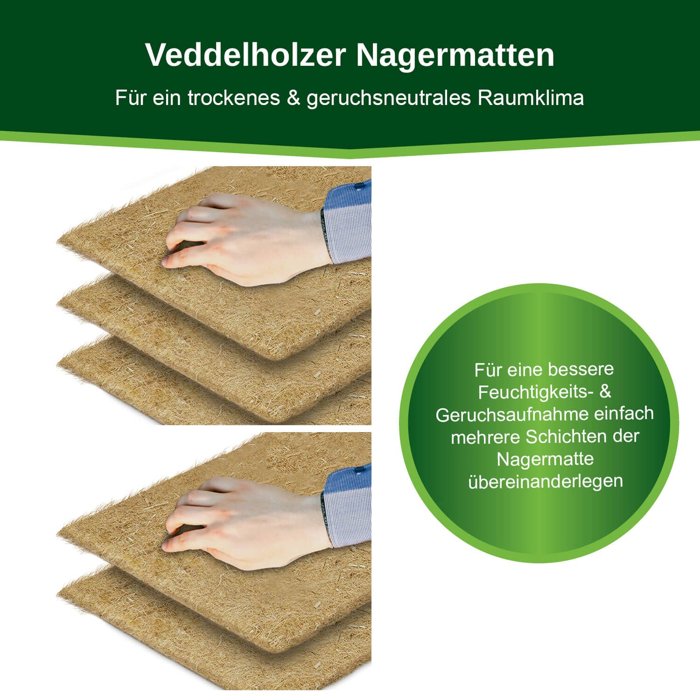 Veddelholzer Hanfmatten für Nagerkäfige – 3er oder 5er Set, saugstark